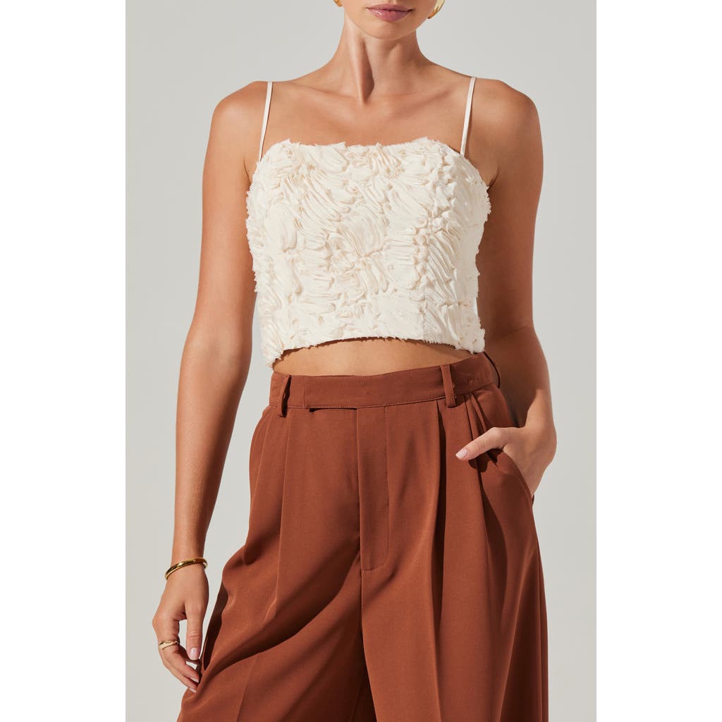 Astr The Label Kalinda Textured Crop Camisole In Cream