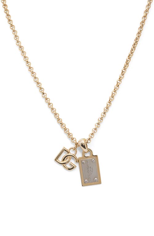 Dolce & Gabbana Mixed Metal ID Tag Pendant Necklace in Gold at Nordstrom