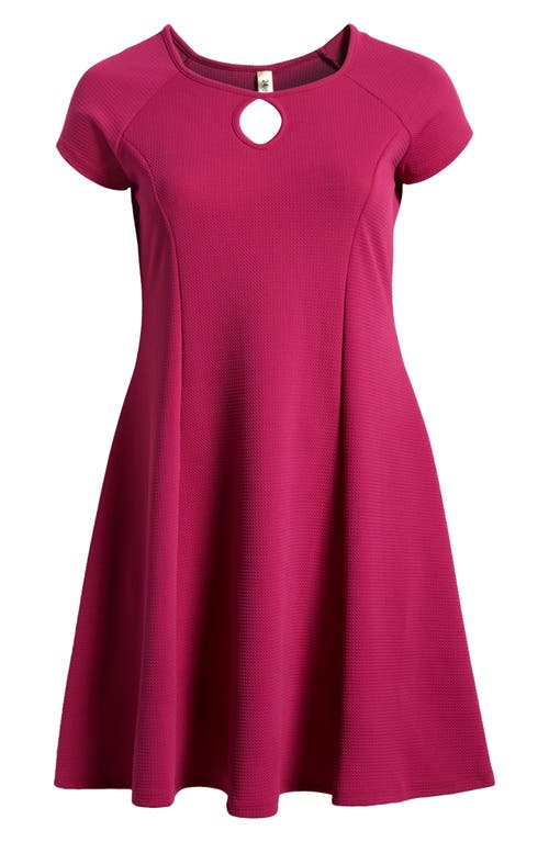 Shop 24seven Comfort Apparel Keyhole Cutout Fit & Flare Dress In Pink