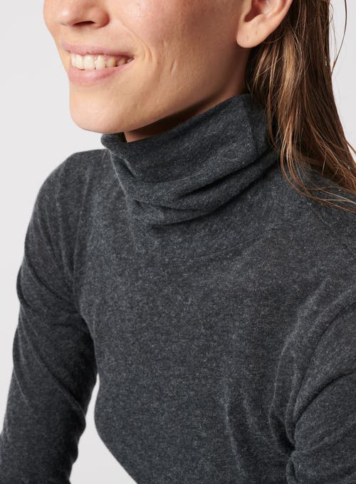 Shop Majestic Filatures Cotton Cashmere Long Sleeve Turtleneck In Anthracite Chine