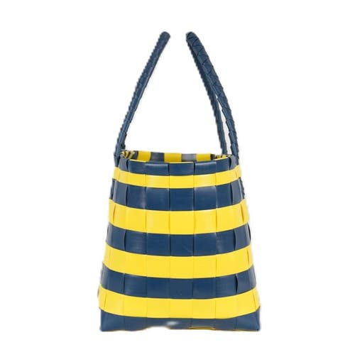 Handed By Paris Spirit Recycled Tote Bags In Ocean Blue/sunshine Stripes