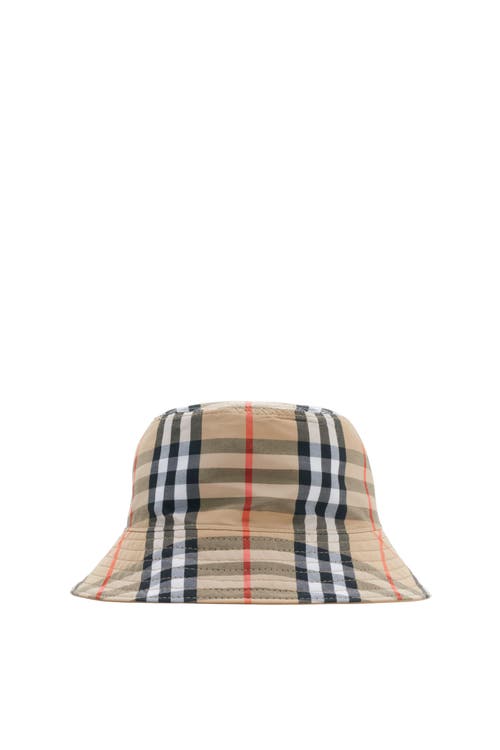 Shop Burberry Reversible Cotton Blend Bucket Hat In Sand