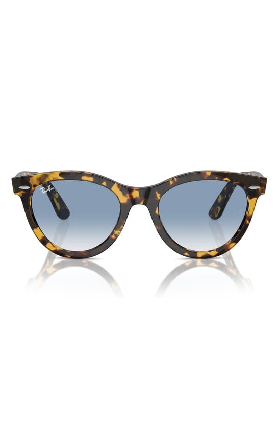 Ray Ban Wayfarer Way Sunglasses Yellow Havana Frame Blue Lenses 54-21 In Mustard
