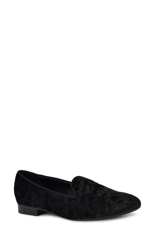 Nine West Renold Womens Block Heel Faux Suede Loafers In Black Velvet
