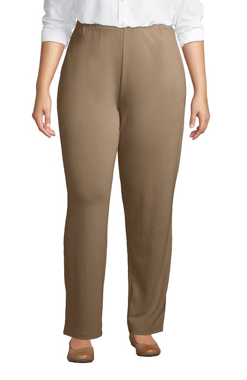 Shop Lands' End Plus Size Sport Knit High Rise Pants In Rich Camel