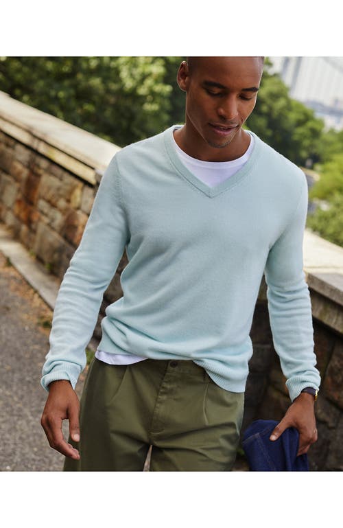 Shop Lands' End Fine Gauge Cashmere V-neck Sweater In Aqua Breeze