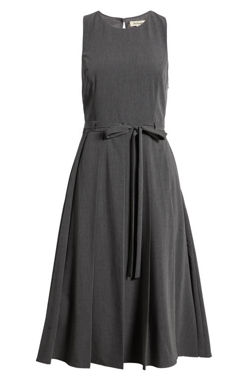 Shop Du Paradis Chlo Pleated Tie Waist Sleeveless Midi Dress In Mink Grey