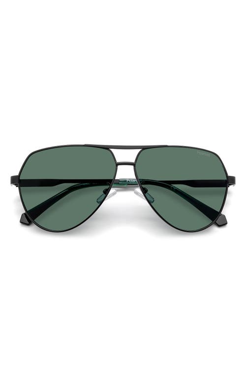 Polaroid 62mm Polarized Aviator Sunglasses in Matte Black/Green Polarized at Nordstrom