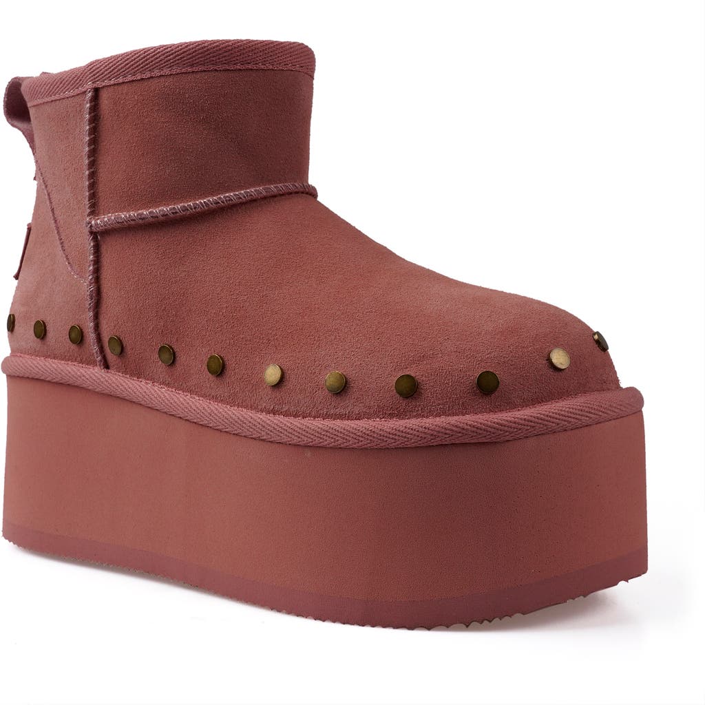 Candies Candie's Shye Faux Fur Platform Bootie In Pink Suede