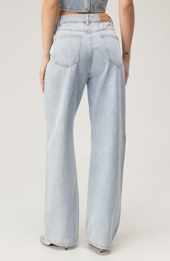 Shop Nasty Gal Embellished Relaxed Wide Leg Jeans In Light Wash