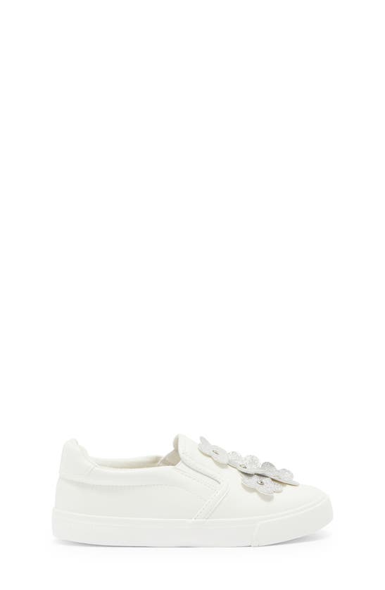 Olivia Miller Glitter Flower Slip-on Sneakers In White