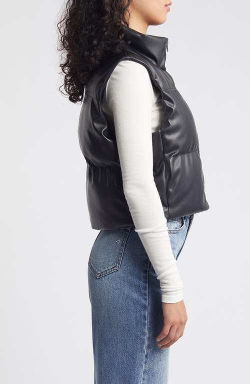 Shop Thread & Supply Faux Leather Crop Puffer Vest In Black