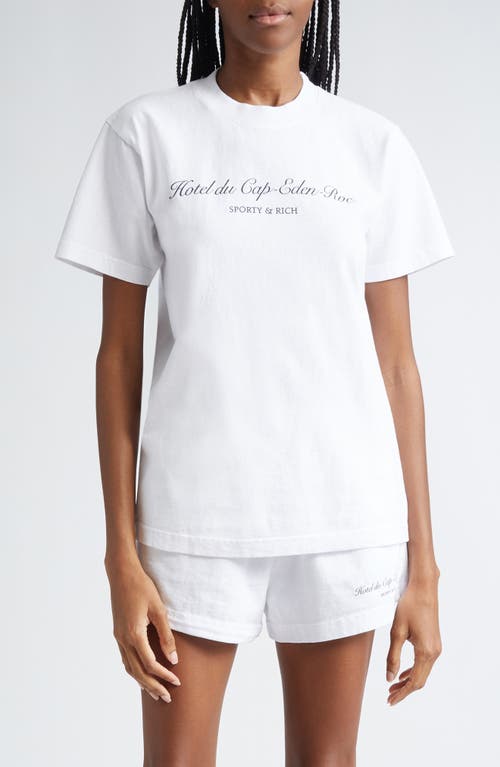 Sporty And Rich Sporty & Rich Hotel Du Cap Cotton Graphic T-shirt In White
