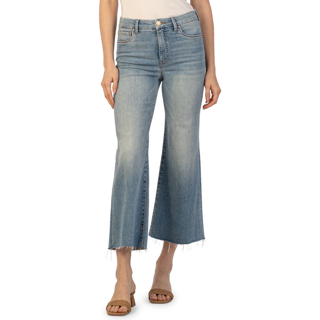 Kut From The Kloth Meg Fab Ab Raw Hem High Waist Ankle Wide Leg Jeans In Romantic W/medi