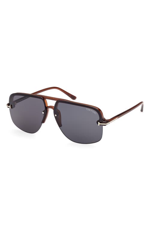 Shop Tom Ford Hugo-02 63mm Oversize Navigator Sunglasses In Shiny Light Brown/blue