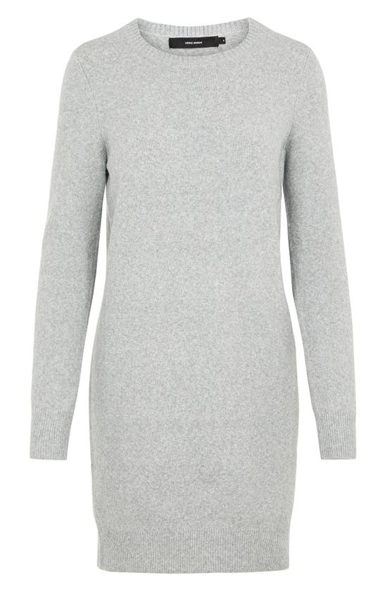 Vero Moda Doffy Long Sleeve Sweater Dress In Light Grey Melange