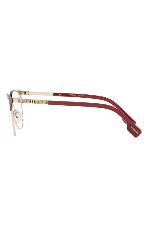 Shop Burberry Sophia 52mm Square Optical Glasses In Light Gold/burgundy