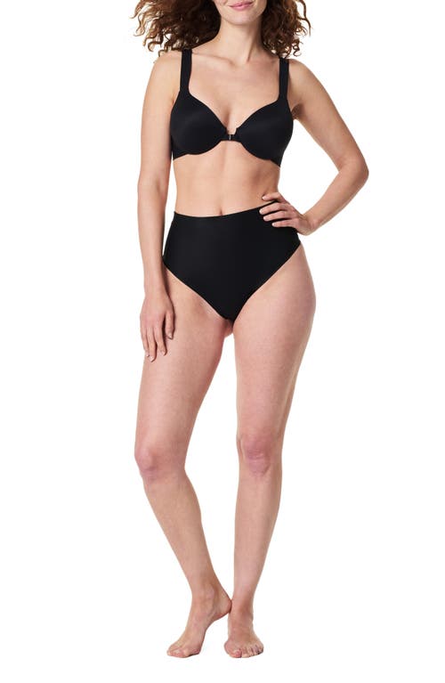 Spanx Sheer Power High-rise Shaping Thong In Very Black