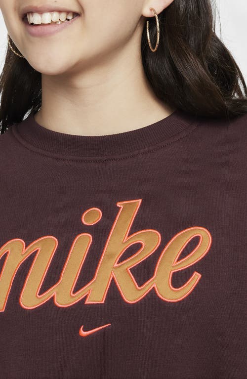 Shop Nike Kids' Sportswear Graphic Sweatshirt In Burgundy Crush/hot Punch