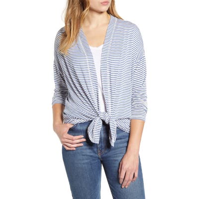 Bobeau Cecile Tie Front Cardigan, Blue