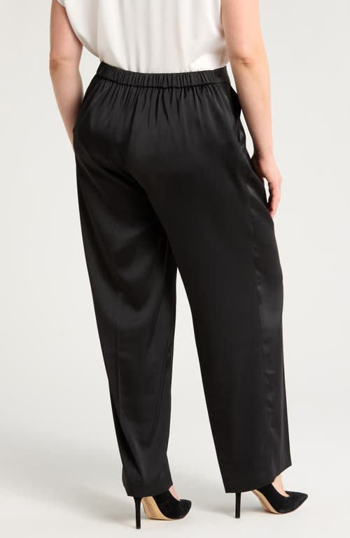 Shop Anne Klein Wide Leg Satin Pants In Anne Black