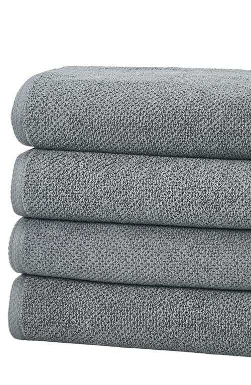 Woven & Weft Cotton 4-pack Textured Bath Towel Set In Dark Grey