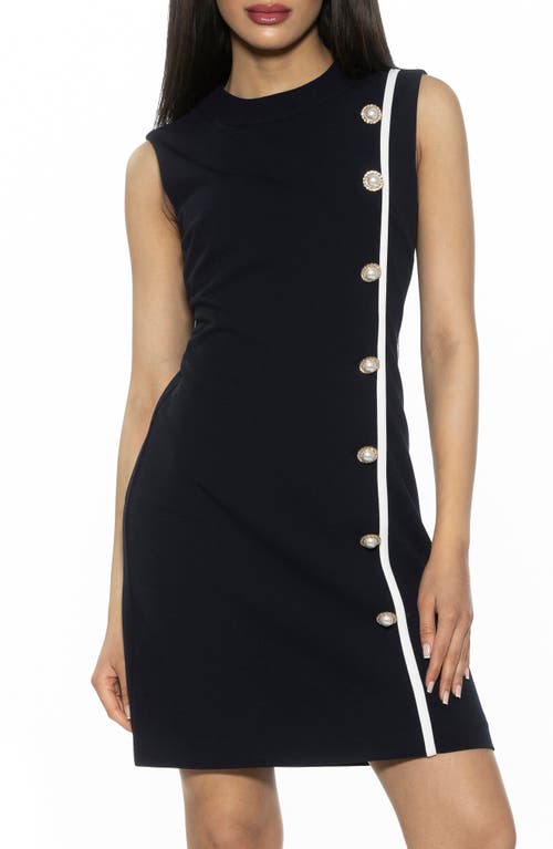 Shop Alexia Admor Stripe Detail Sleeveless Shift Dress In Navy