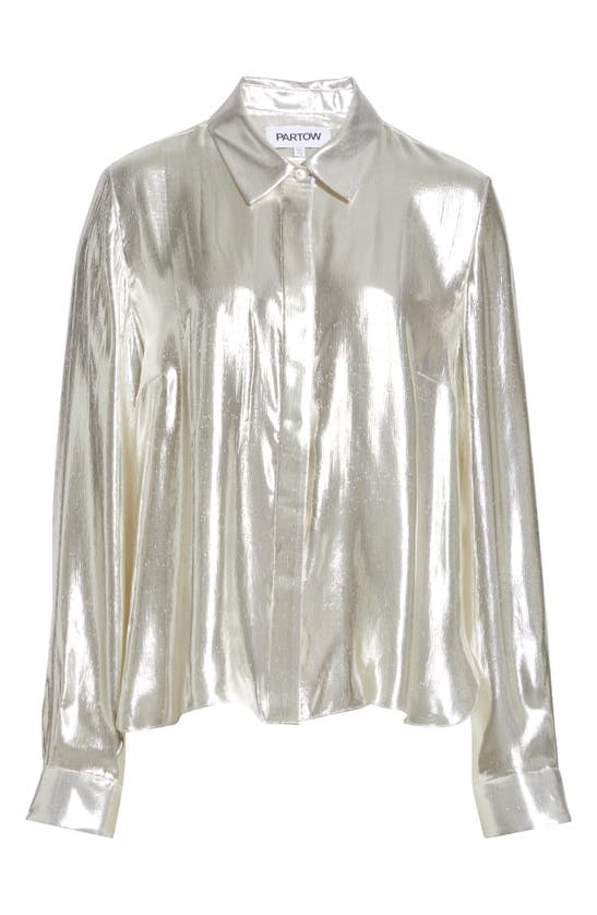 Shop Partow Lara Metallic Button-up Shirt In Silver