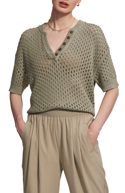 Varley Eaton Mesh Stitch Henley Sweater Seagrass at Nordstrom,