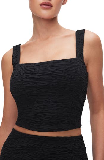 Good American Women's Wide Scrunchie Crop Top In Black001