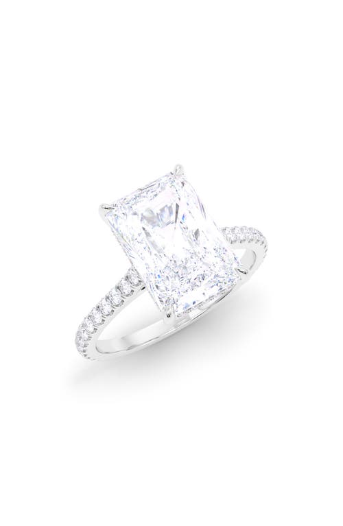 Hautecarat Radiant Cut Pavé Lab Grown Diamond Ring In 2.00 Ctw 18k White Gold