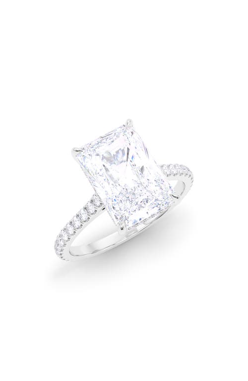 Shop Hautecarat Radiant Cut Pavé Lab Created Diamond Ring In 2.00 Ctw 18k White Gold