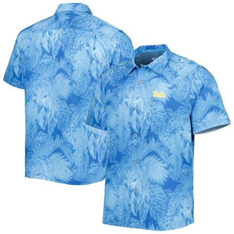 Men's New York Yankees Tommy Bahama Navy Big & Tall Luminescent Fronds Camp  IslandZone Button-Up Shirt