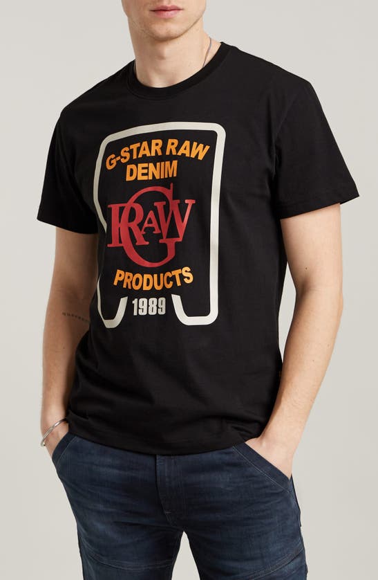 Shop G-star Logo Graphic T-shirt In Dark Black
