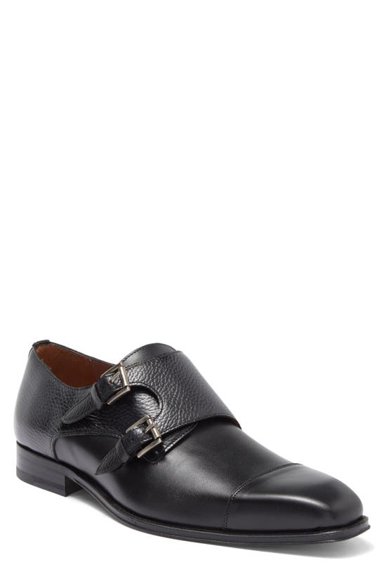 Shop Mezlan Double Monk Strap Shoe In Black