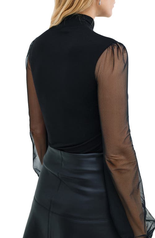 Marcella Liv Mesh Sleeve Jersey Top In Black