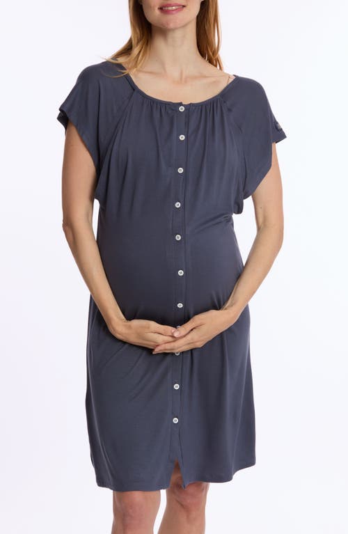 Shop Cache Coeur Louna Maternity Nightgown In Midnight Blue