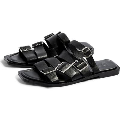 Topshop Felix Strappy Buckle Slide Sandal - Black