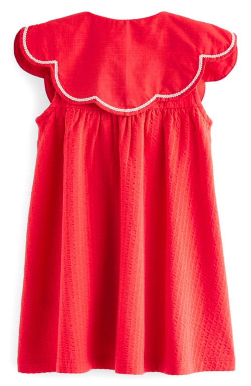 Shop Next Kids' Embroidered Collar Cotton Dress In Red