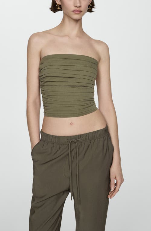 Shop Mango Elastic Waist Jogger Trousers In Khaki