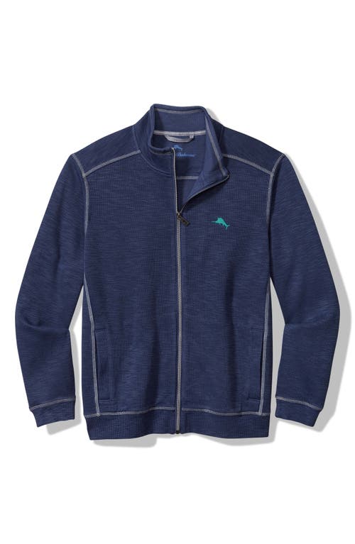 Tommy Bahama Tobago Bay Slub Rib Zip Front Jacket In Island Navy
