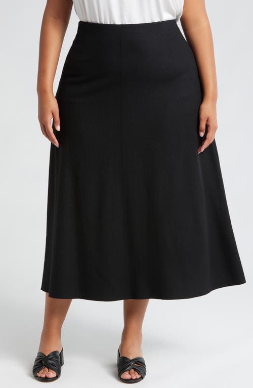 Shop Eileen Fisher Felted Wool Jersey A-line Skirt In Black