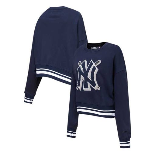 Women's Pro Standard Navy New York Yankees Mash Up Pullover Sweatshirt