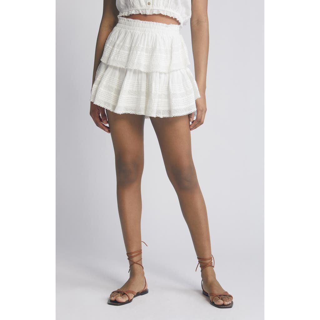 Loveshackfancy Tiered Ruffle Cotton Miniskirt In Antique White