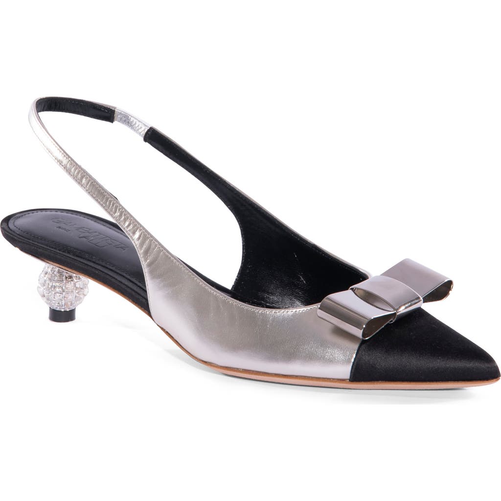Giambattista Valli Pointed Toe Slingback Pump In Silver/silver