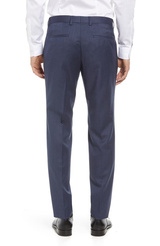 Hugo Boss Leenon Flat Front Regular Fit Solid Wool Trousers In Open Blue
