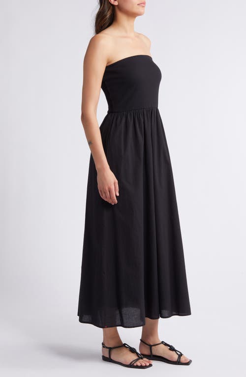 Shop Xirena Xírena Finnian Strapless Cotton Maxi Dress In Black