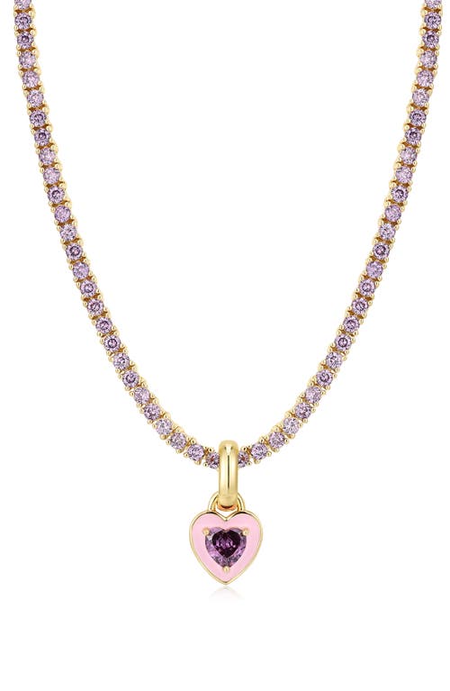 Luv AJ Mini Ballier Cubic Zirconia Heart Pendant Necklace in Gold at Nordstrom