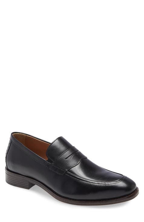  Dunross & Sons Men's Formal Leather Upper, Leather Lined Dress Loafers  Shoes. Brookes Black Penny Loafer for Men Shoes.