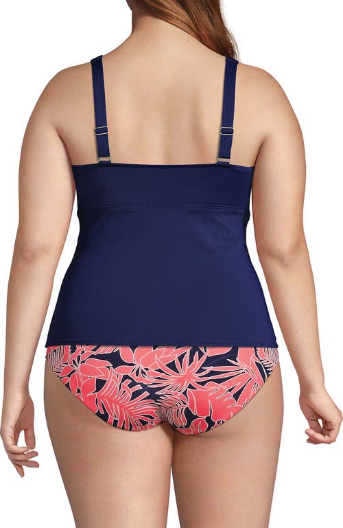 Shop Lands' End Plus Size V-neck Wrap Underwire Tankini Swimsuit Top In Deep Sea Navy